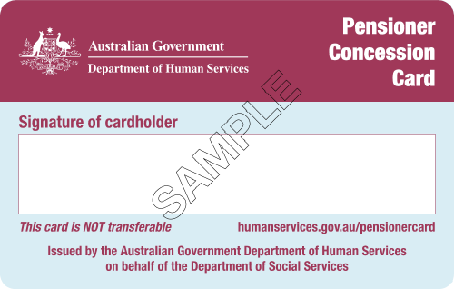 Pensioner Concession Card (Back)